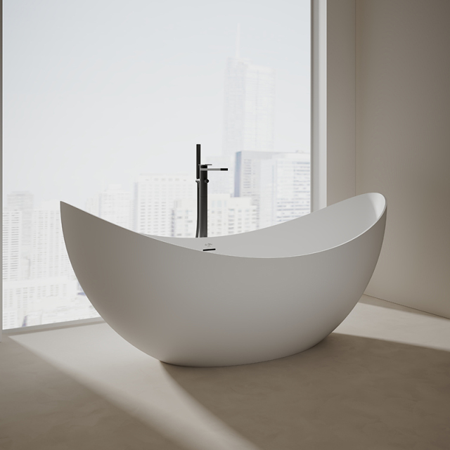 China Wholesale Factory Moon Shape Freestanding Artificial Stone Bathtub TW-8618