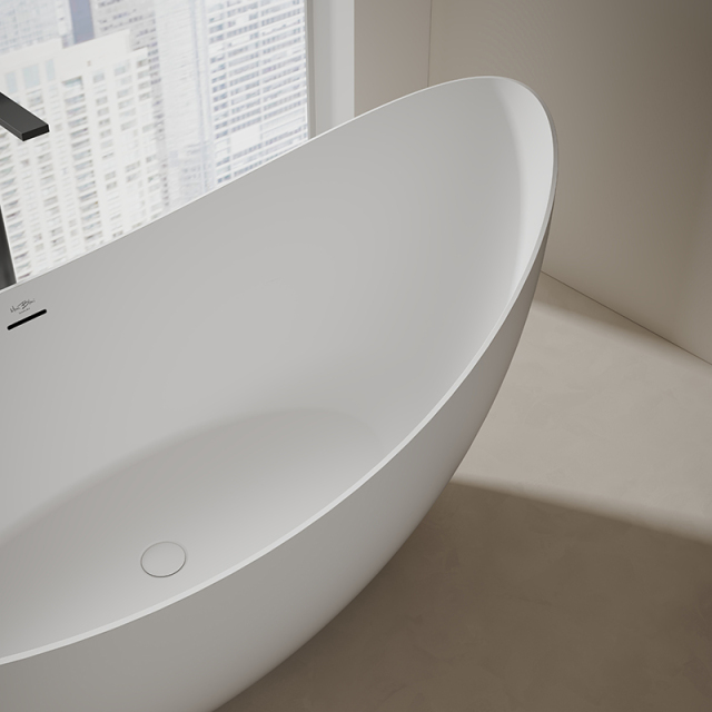 China Wholesale Factory Moon Shape Freestanding Artificial Stone Bathtub TW-8618
