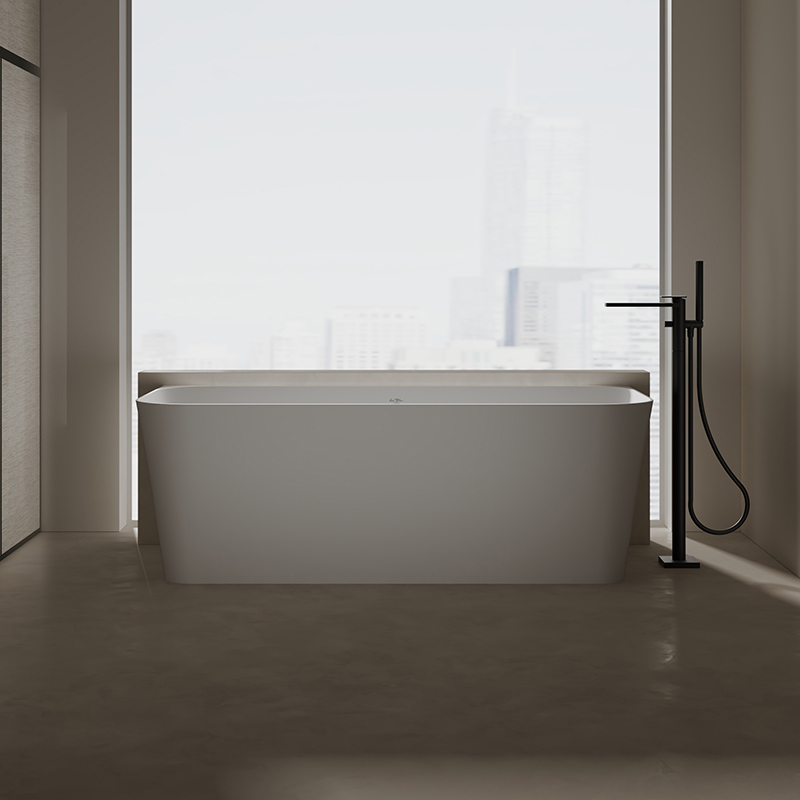 Factory Wholesale Back To Wall Freestanding Artificial Stone Bathtub TW-8622