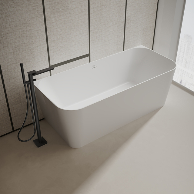 Factory Wholesale Back To Wall Freestanding Artificial Stone Bathtub TW-8622