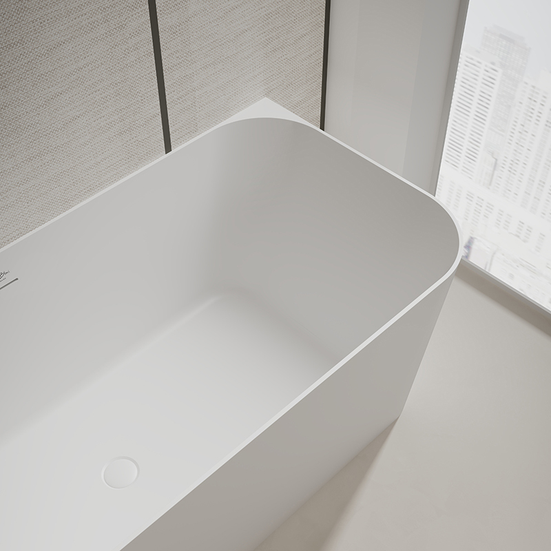 Factory Wholesale Back To Wall Freestanding Artificial Stone Bathtub TW-8622