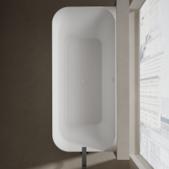 Factory Wholesale Back To Wall Freestanding Artificial Stone Bathtub TW-8622