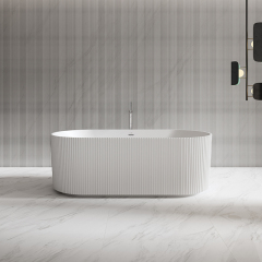 Quality Wholesale Unique Design Oval Vertical line Stripes Fluted Freestanding Solid Surface Bathtub TW-8681