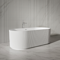 Quality Wholesale Unique Design Oval Vertical line Stripes Fluted Freestanding Solid Surface Bathtub TW-8681