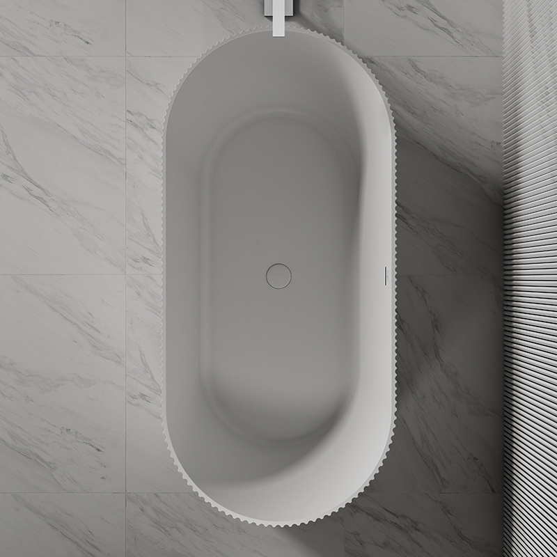 Quality Wholesale Unique Design Oval Vertical line Stripes Fluted Freestanding Solid Surface Bathtub TW-8681