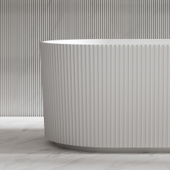 Quality Wholesale Unique Design Oval Vertical line Stripes Fluted Freestanding Solid Surface Bathtub TW-8681