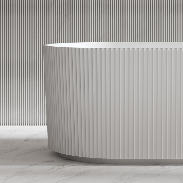 Quality Wholesale Unique Design Oval Vertical line Stripes Fluted Freestanding Solid Surface Bathtub TW-8681