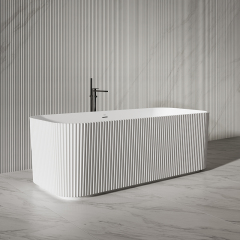 Factory Supply Quality Assurance Rectangle Vertical line Stripes Groove Freestanding Solid Surface Bathtub With Lights TW-8682