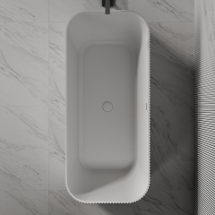 Factory Supply Quality Assurance Rectangle Vertical line Stripes Groove Freestanding Solid Surface Bathtub With Lights TW-8682