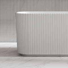 Factory Supply Quality Assurance Rectangle Vertical line Stripes Groove Freestanding Solid Surface Bathtub With Lights TW-8682