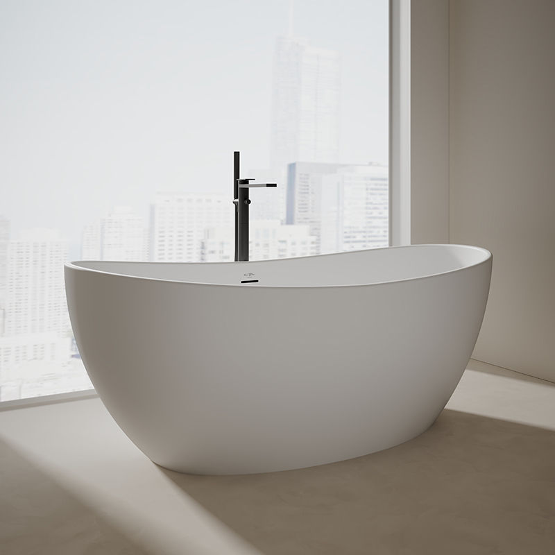 Popular Wholesale Designer Oval Freestanding Artificial Stone Bathtub XA-8801