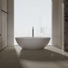 Supplier Egg-shaped Freestanding Artificial Stone Bathtub XA-8863