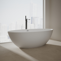 Supplier Egg-shaped Freestanding Artificial Stone Bathtub XA-8863