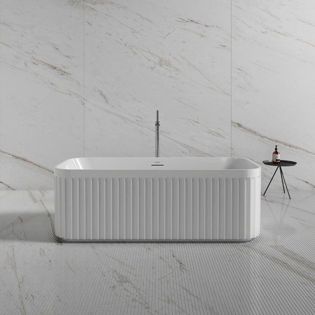 China Wholesale Factory Rectangle V-Groove Freestanding Acrylic Fluted Tubs TW-7112