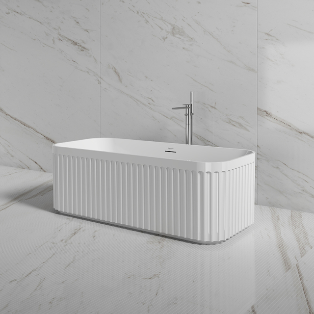 China Wholesale Factory Rectangle V-Groove Freestanding Acrylic Fluted Tubs TW-7112