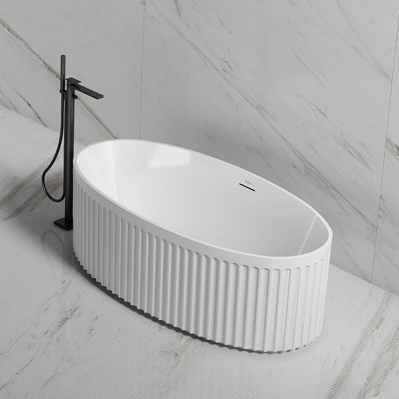Exporter V-Groove Standalone Acrylic Fluted Bathtub TW-7118
