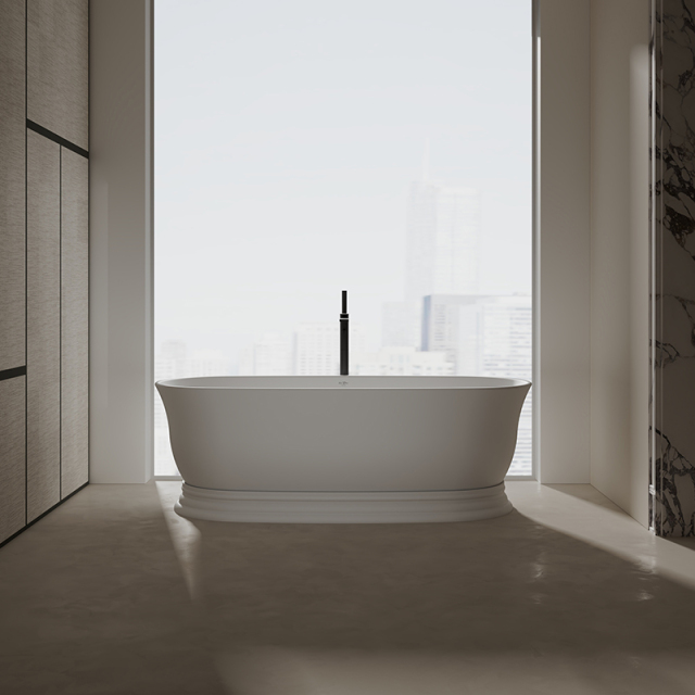 Manufacturer Oval Freestanding Artificial Stone Bathtub XA-8898