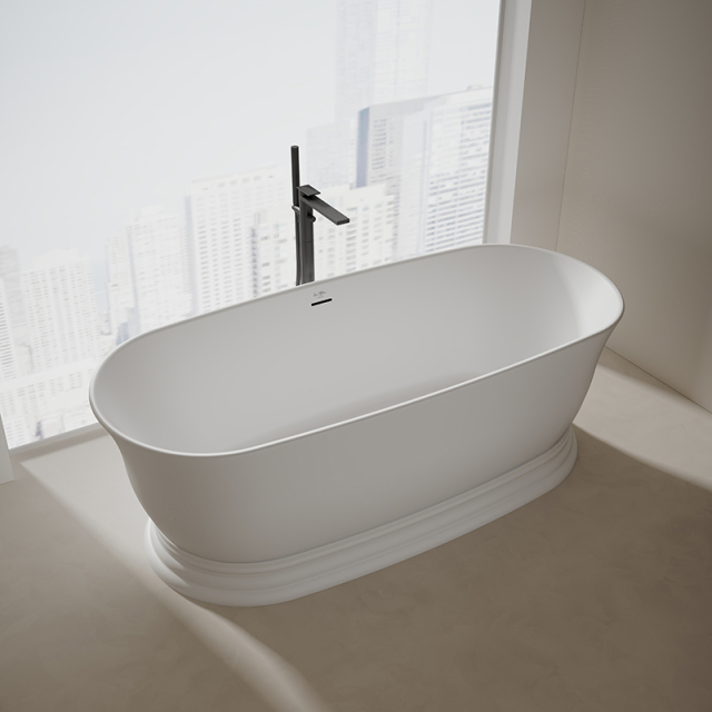 Manufacturer Oval Freestanding Artificial Stone Bathtub XA-8898