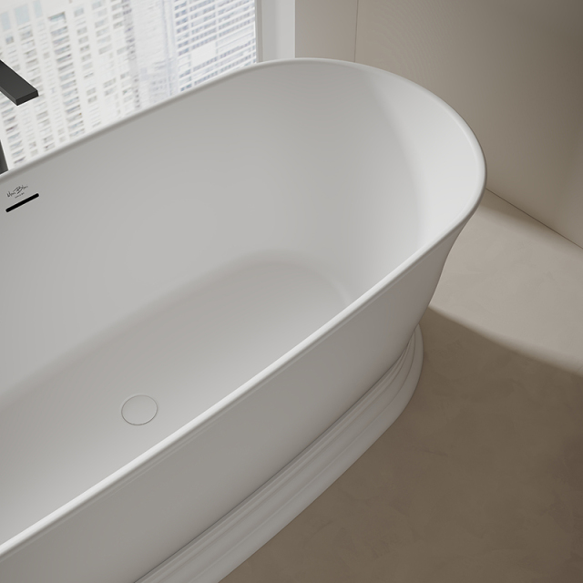 Manufacturer Oval Freestanding Artificial Stone Bathtub XA-8898