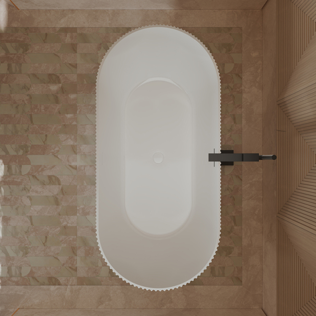 Factory Supply Quality Assurance Fluted Oval Vertical line Stripes Freestanding Acrylic Bathtub TW-7681