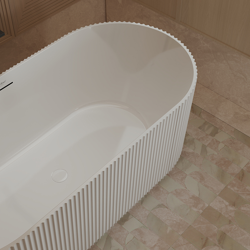 Factory Supply Quality Assurance Fluted Oval Vertical line Stripes Freestanding Acrylic Bathtub TW-7681