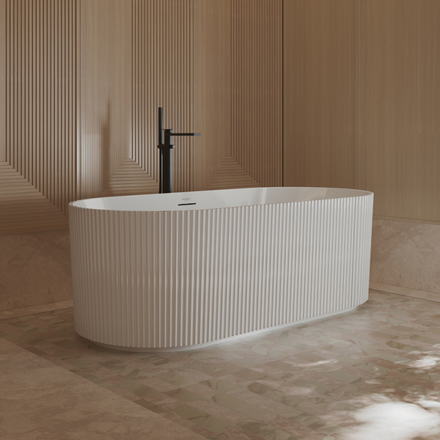 Factory Supply Quality Assurance Fluted Oval Vertical line Stripes Freestanding Acrylic Bathtub TW-7681