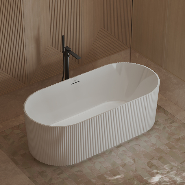 Factory Supply Quality Assurance Fluted Oval Vertical line Stripes Freestanding Acrylic Bathtub TW-7681