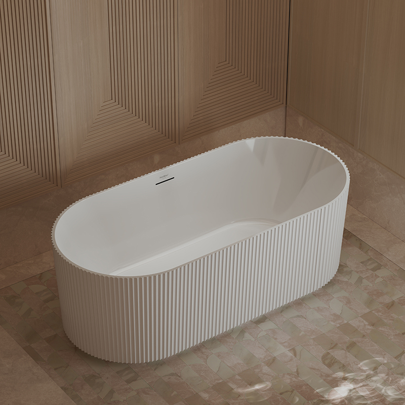 Factory Supply Quality Assurance Fluted Oval Vertical line Stripes Freestanding Acrylic Bathtub TW-7681