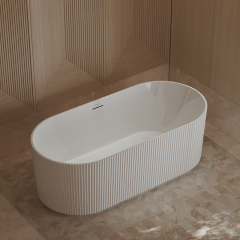 Factory Supply Quality Assurance Fluted Oval Vertical line Stripes Freestanding Acrylic Bathtub TW-7681