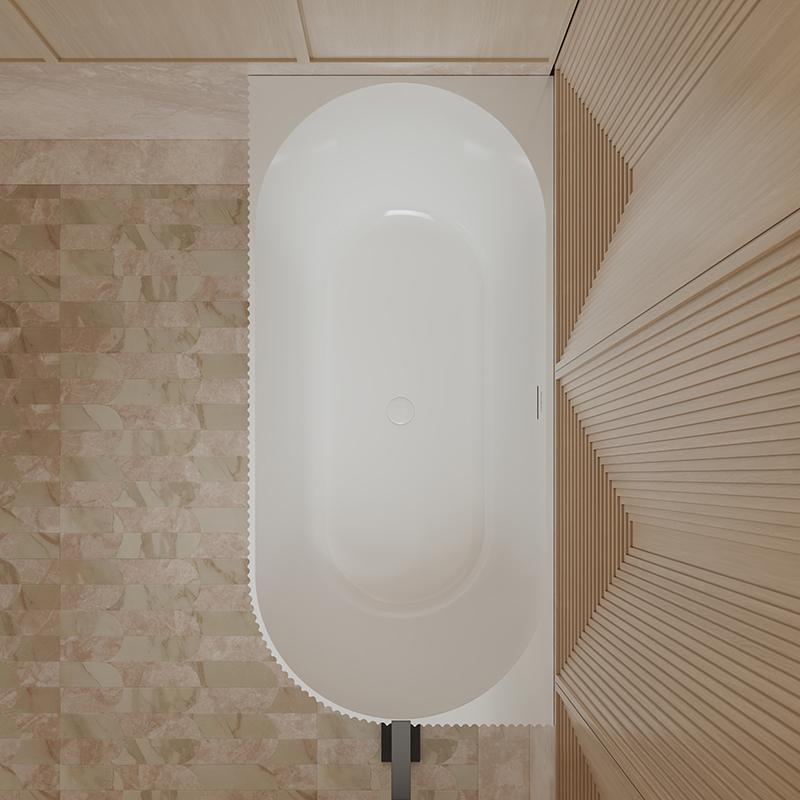 Quality Wholesale Unique Design Freestanding 2 Wall Corner Groove Acrylic Vertical line Stripes Fluted Bathtub TW-7683L