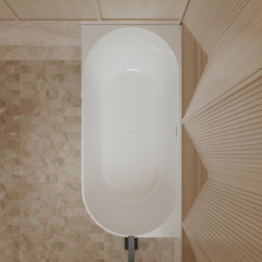Quality Wholesale Unique Design Freestanding 2 Wall Corner Groove Acrylic Vertical line Stripes Fluted Bathtub TW-7683L