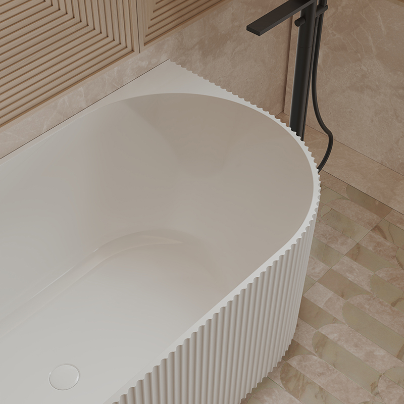 Quality Wholesale Unique Design Freestanding 2 Wall Corner Groove Acrylic Vertical line Stripes Fluted Bathtub TW-7683L