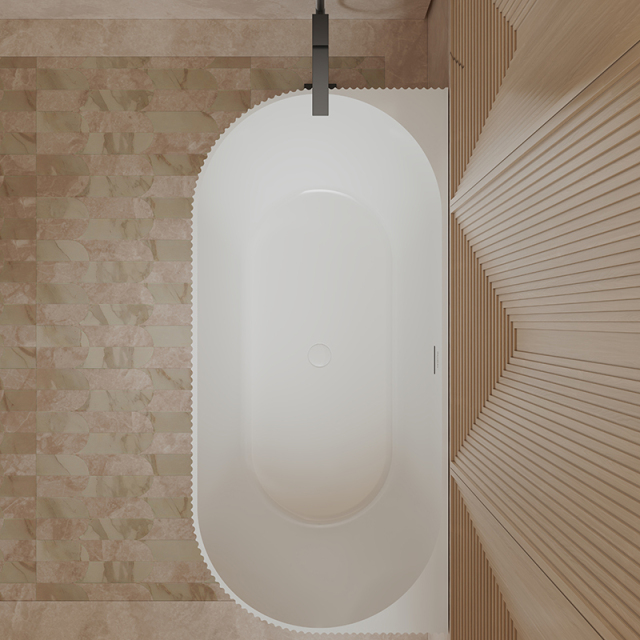 Manufacturer Back To Wall Fluted Finishes Vertical line Stripes Acrylic Bathtub TW-7686