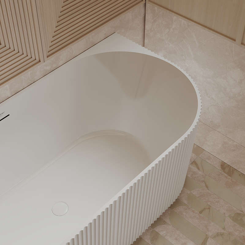 Manufacturer Back To Wall Fluted Finishes Vertical line Stripes Acrylic Bathtub TW-7686
