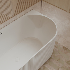 Manufacturer Back To Wall Fluted Finishes Vertical line Stripes Acrylic Bathtub TW-7686