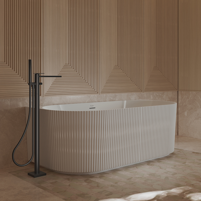 Manufacturer Back To Wall Fluted Finishes Vertical line Stripes Acrylic Bathtub TW-7686