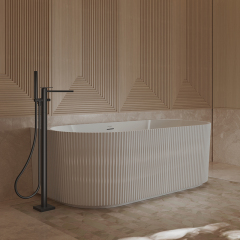Manufacturer Back To Wall Fluted Finishes Vertical line Stripes Acrylic Bathtub TW-7686