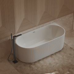 Manufacturer Back To Wall Fluted Finishes Vertical line Stripes Acrylic Bathtub TW-7686