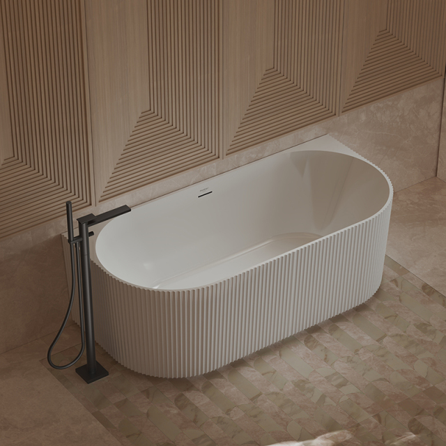Manufacturer Back To Wall Fluted Finishes Vertical line Stripes Acrylic Bathtub TW-7686