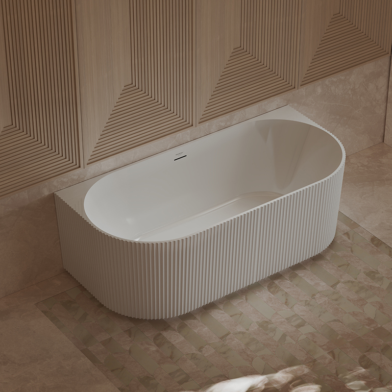 Manufacturer Back To Wall Fluted Finishes Vertical line Stripes Acrylic Bathtub TW-7686