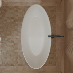Manufacturer Modern Design Oval Freestanding Fluted Vertical line Stripes Acrylic Bathtub  TW-7687