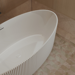 Manufacturer Modern Design Oval Freestanding Fluted Vertical line Stripes Acrylic Bathtub  TW-7687