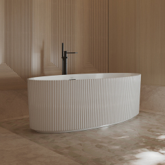 Manufacturer Modern Design Oval Freestanding Fluted Vertical line Stripes Acrylic Bathtub  TW-7687