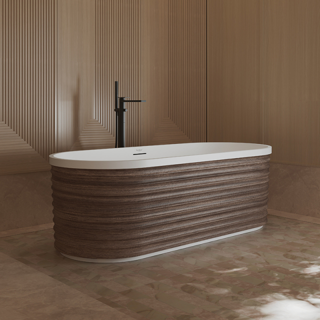 Popular Wholesale Designer Fluted Wood Grain Freestanding Bathtub TW-M51