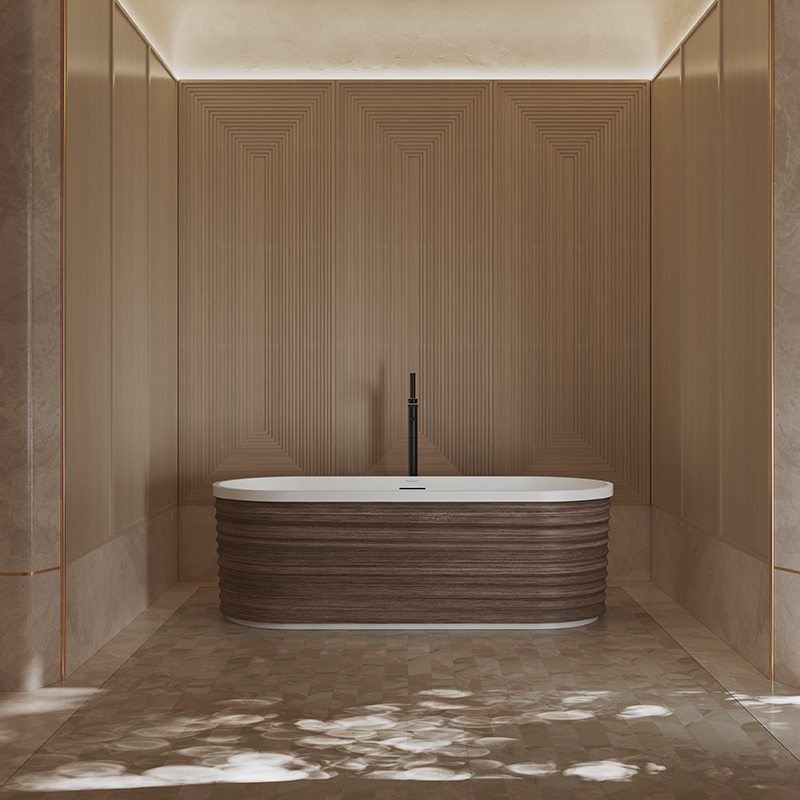 Popular Wholesale Designer Fluted Wood Grain Freestanding Bathtub TW-M51
