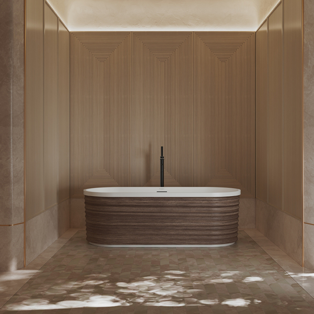 Popular Wholesale Designer Fluted Wood Grain Freestanding Bathtub TW-M51
