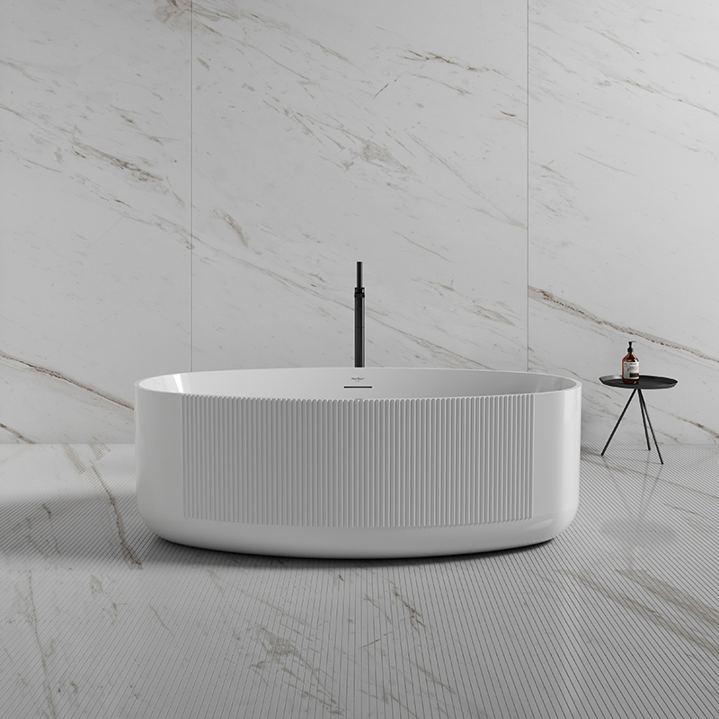 Wholesale High End Quality Freestanding Fluted Acrylic Bathtub XY-6007