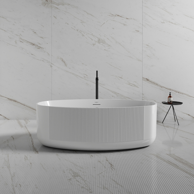 Wholesale High End Quality Freestanding Fluted Acrylic Bathtub XY-6007