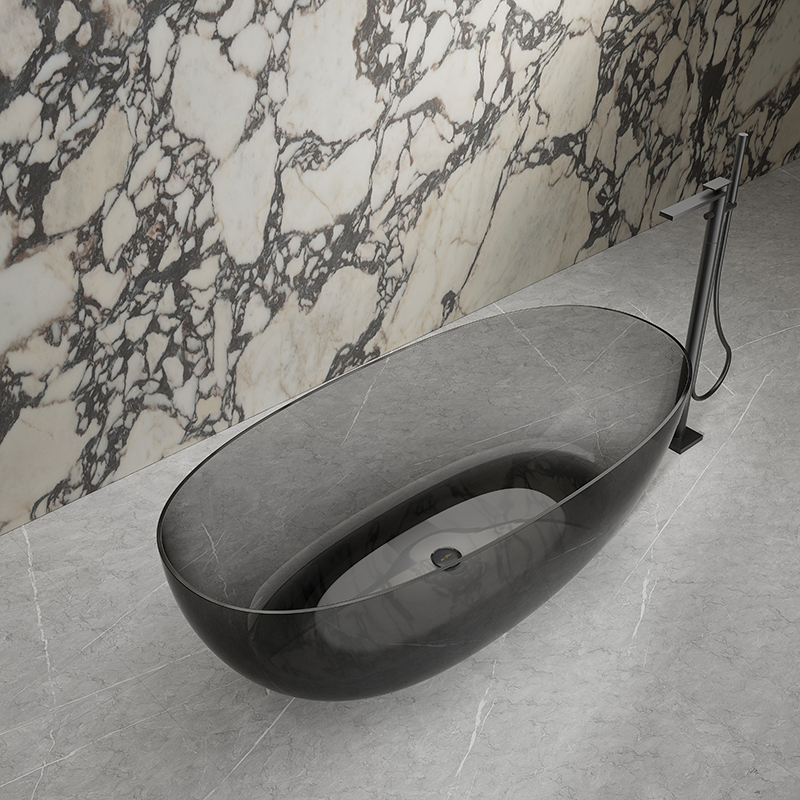 Factory Supply Quality Assurance Oval Freestanding Clear Resin Bathtub XA-8507T