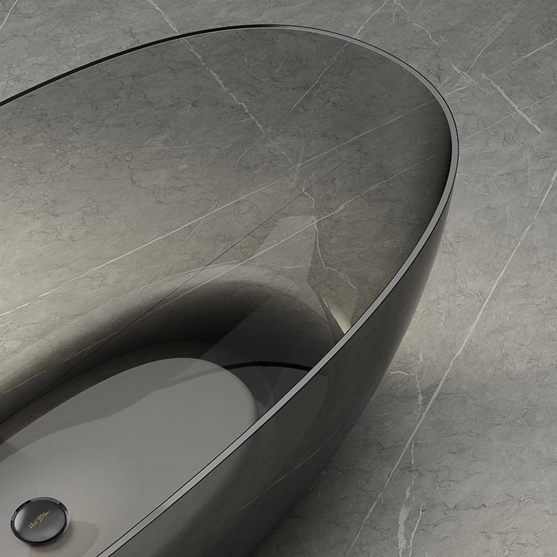 Factory Supply Quality Assurance Oval Freestanding Clear Resin Bathtub XA-8507T